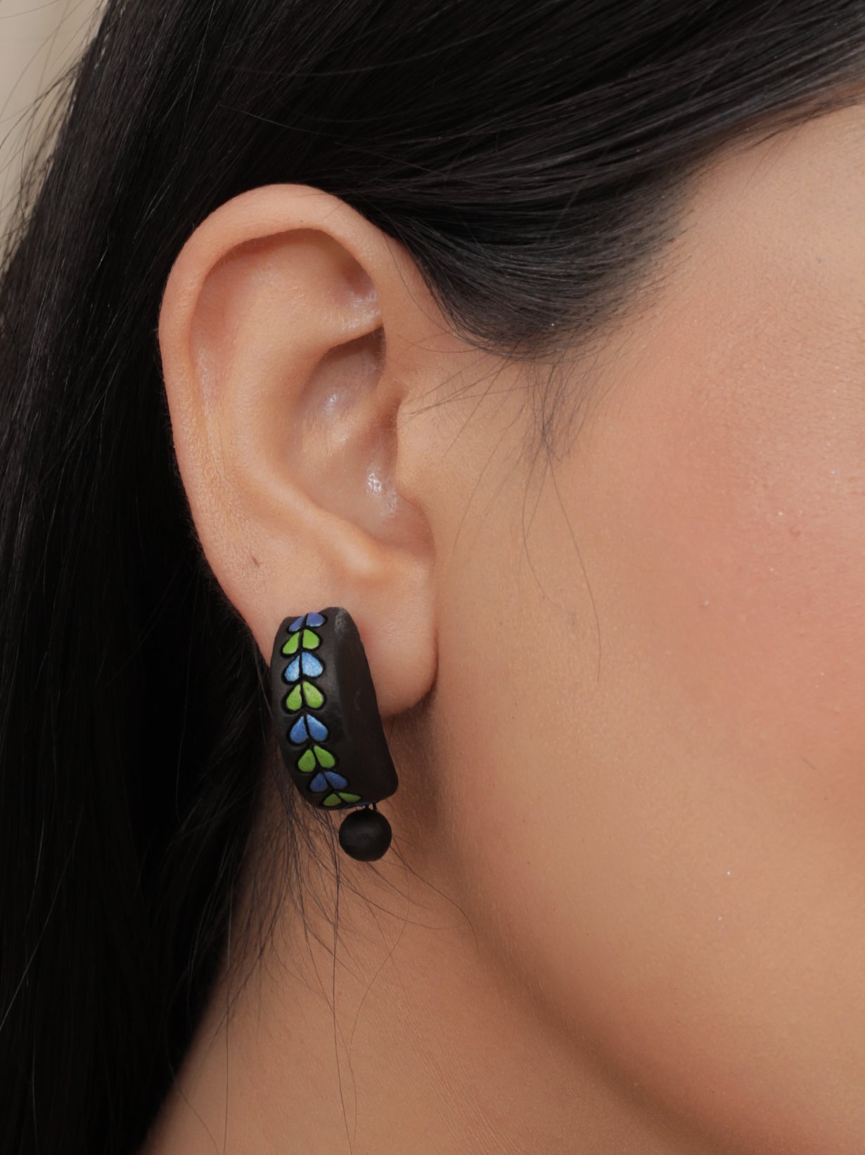 Leaf Painted Beaded Terracotta Necklace Set