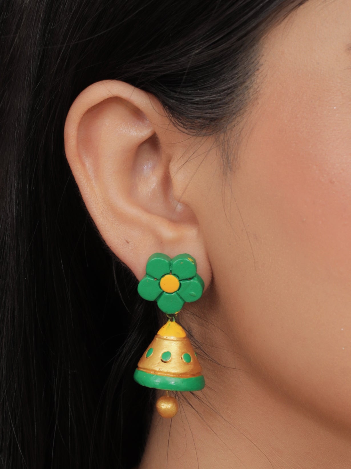 Yellow Arc Shaped Terracotta Necklace Set