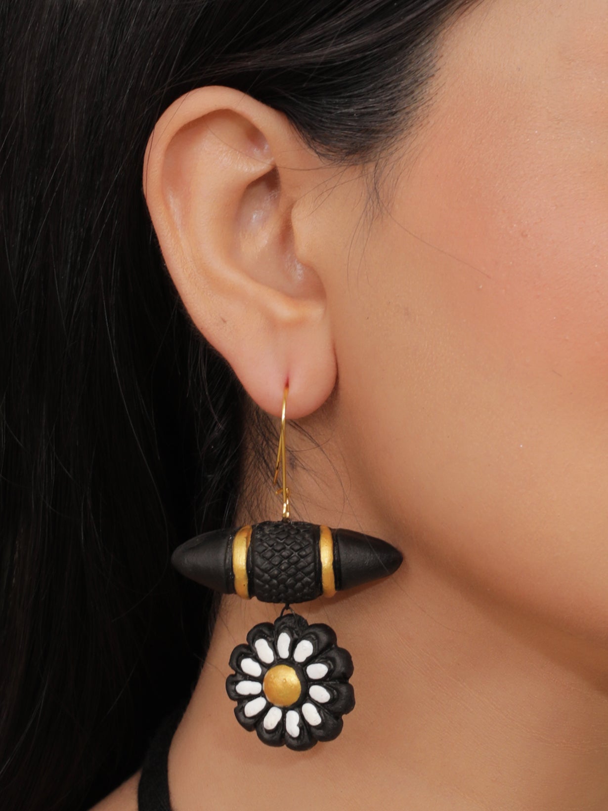 Black Hand Painted Terracotta Necklace Set