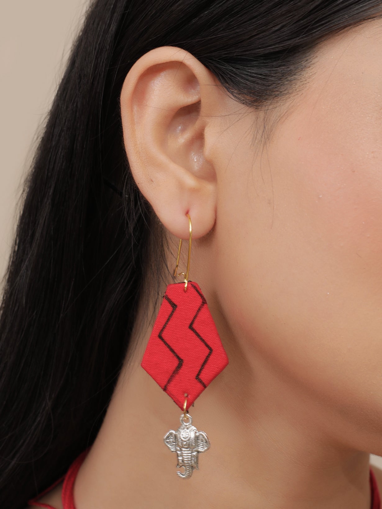 Handmade Fabric Beads Ganesha Necklace Set