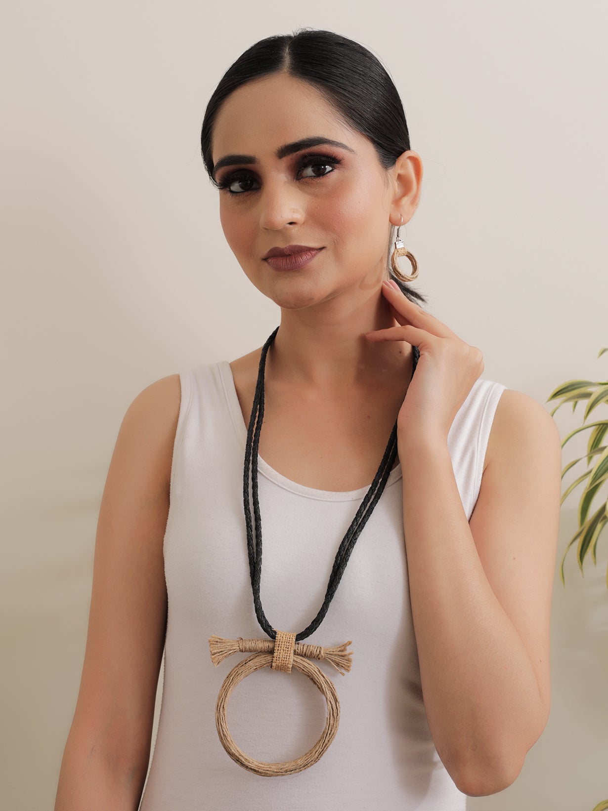 Handcrafted Eco-Friendly Twisted Rope & Jute Necklace Set