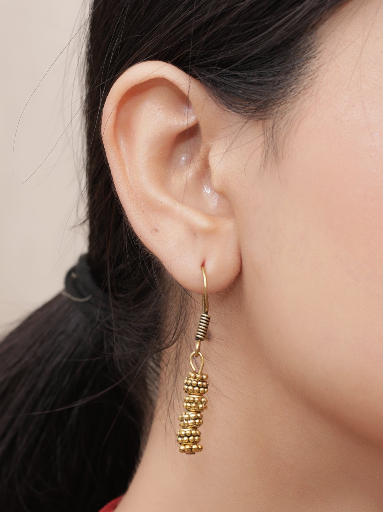 Minimal 2 Layer Necklace Set with Antique Gold Finish Metal Pendant