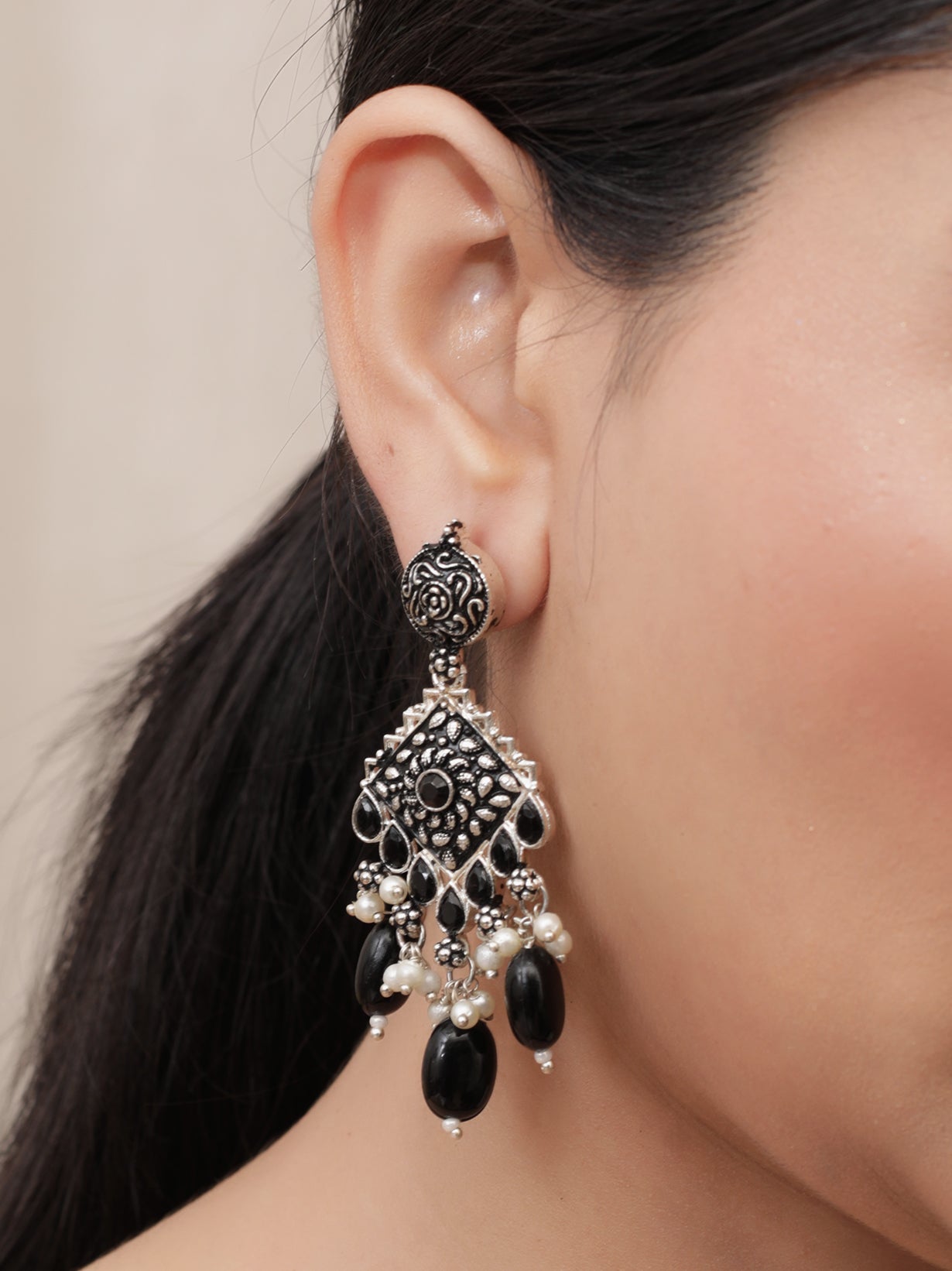 Princess Crown Choker Necklace Set with Stones and Statement Earrings