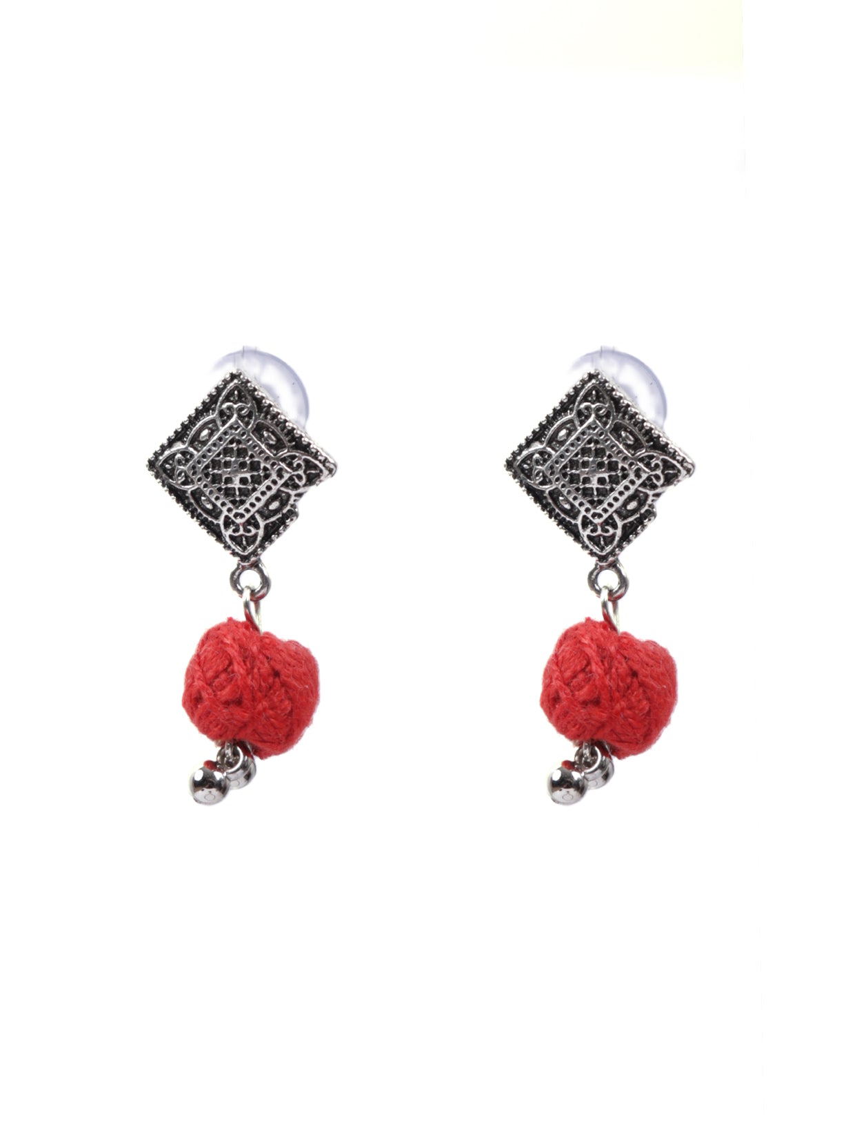 Circular Fabric and Metal Work Pendant Necklace Set