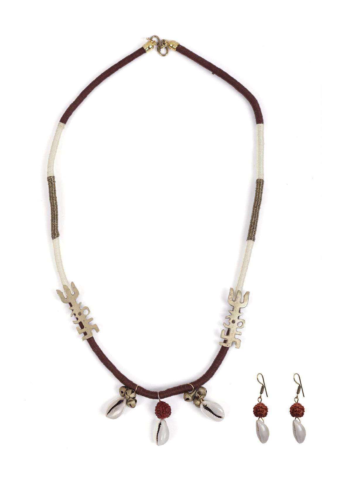 Minimalist Shells and Rudraksha Thread Necklace Set