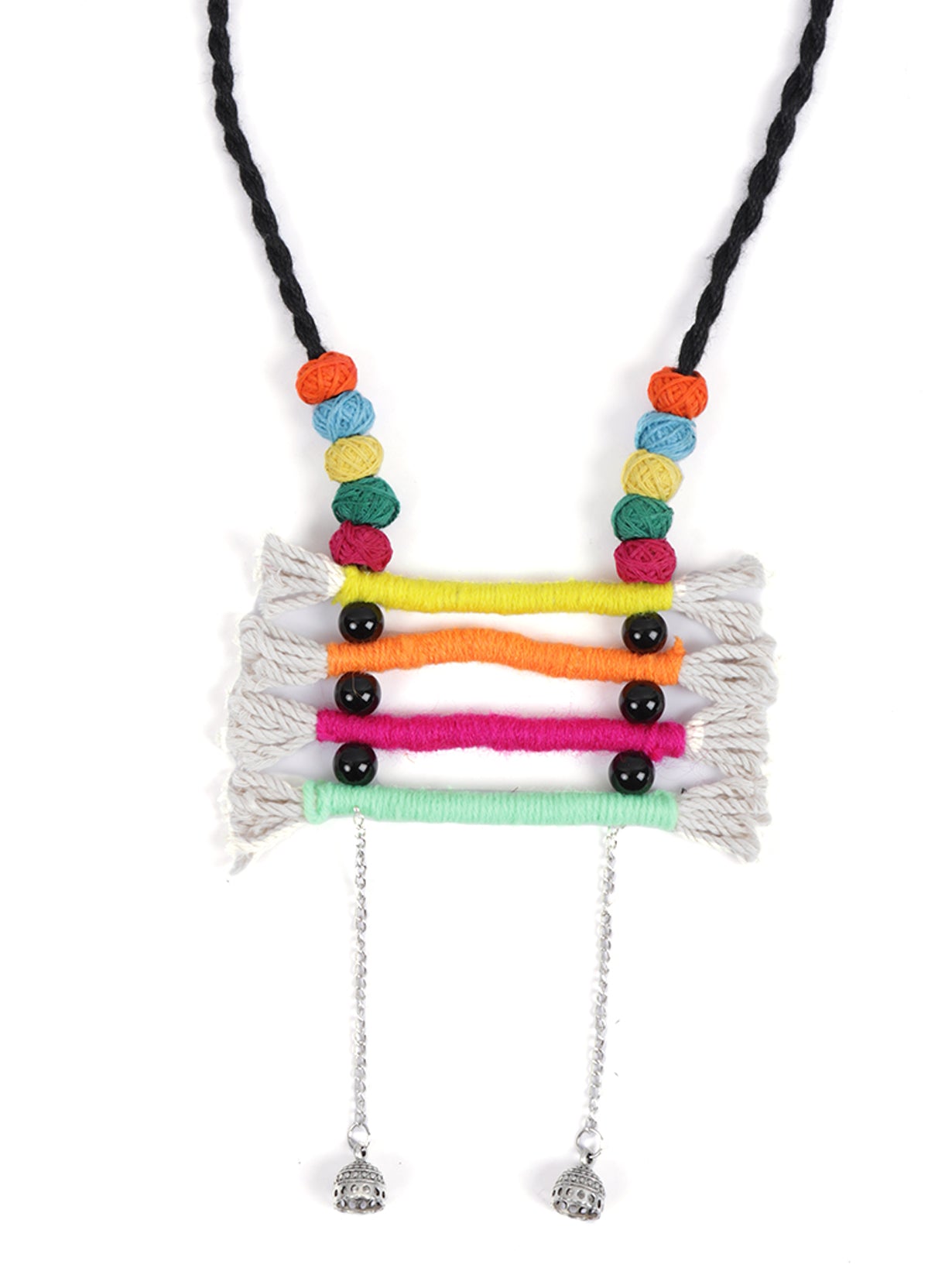 Handcrafted Rope Necklace Set with Fabric Beads