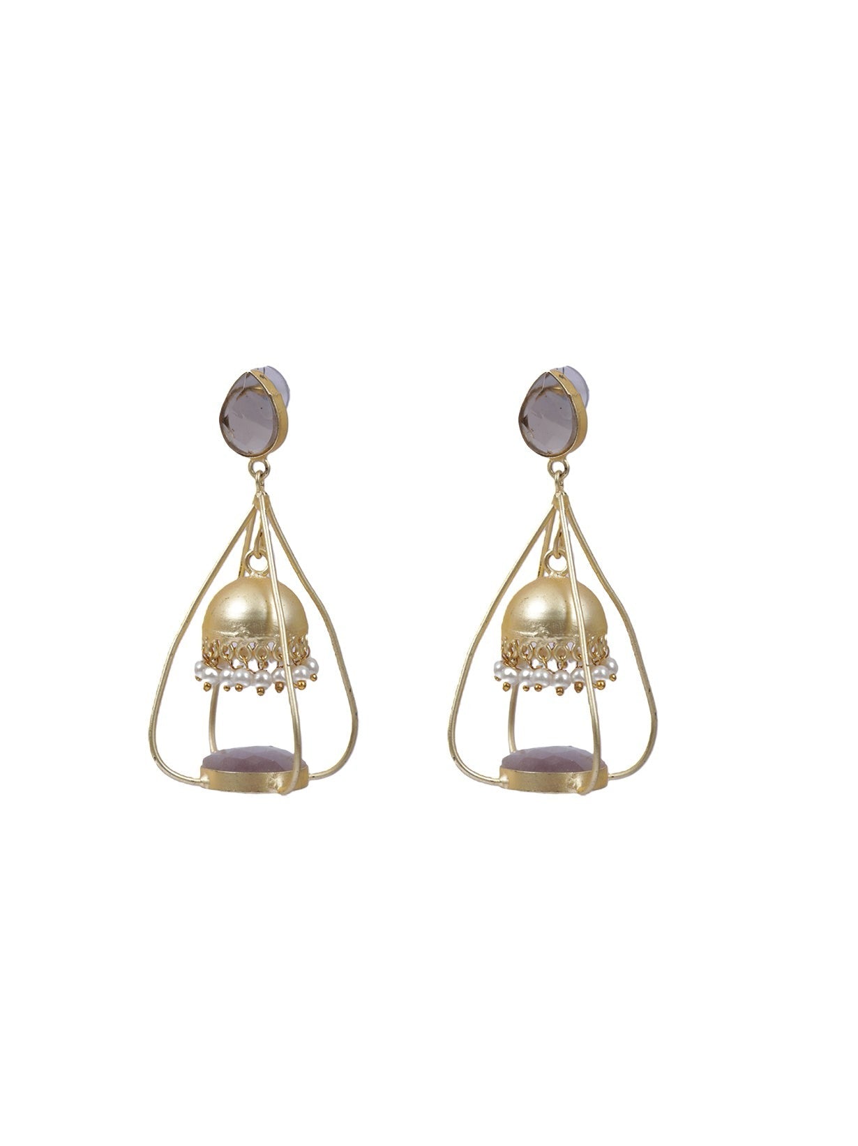 Elegant Brass Lantern Shape Dangler Jhumka Earrings