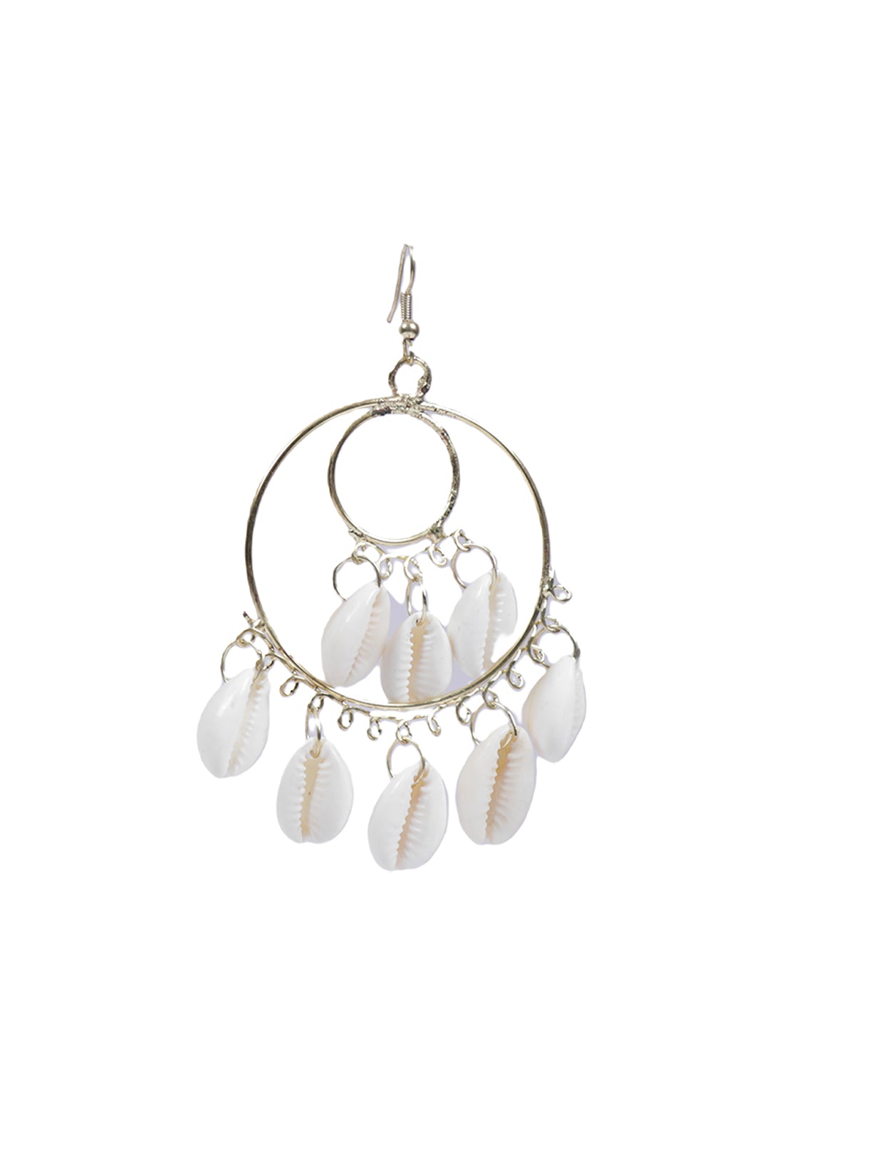 Concentric Circles Gold Finish Shell Earrings