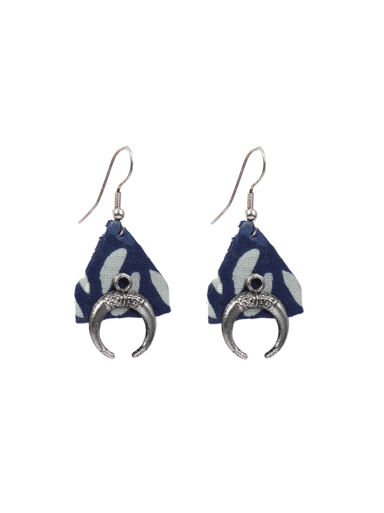 Indigo Fabric Dangler Earrings
