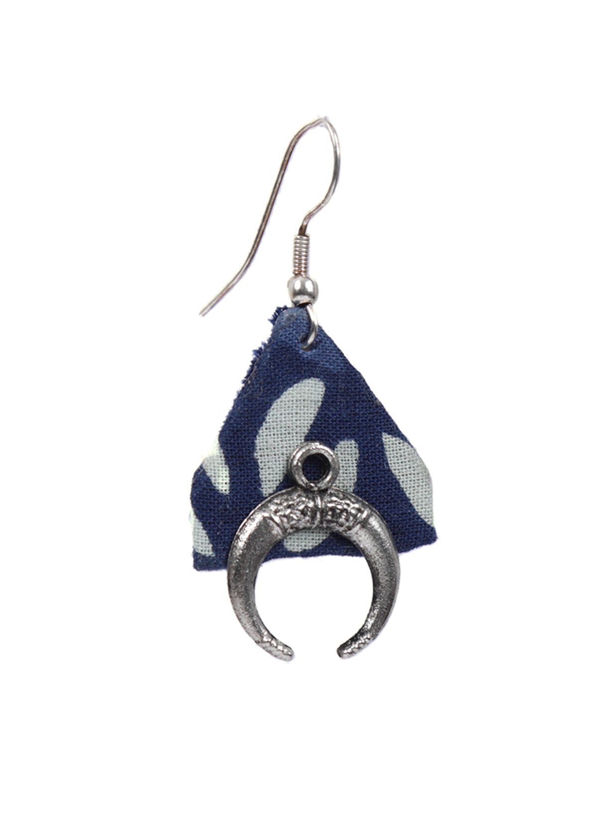 Indigo Fabric Dangler Earrings