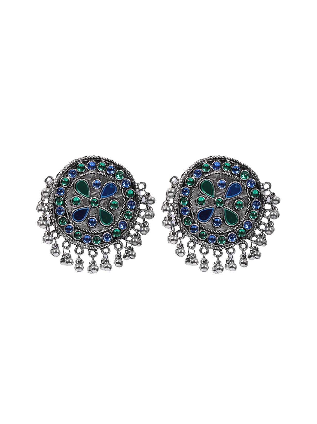 Stones Embedded Circular Afghani Earrings