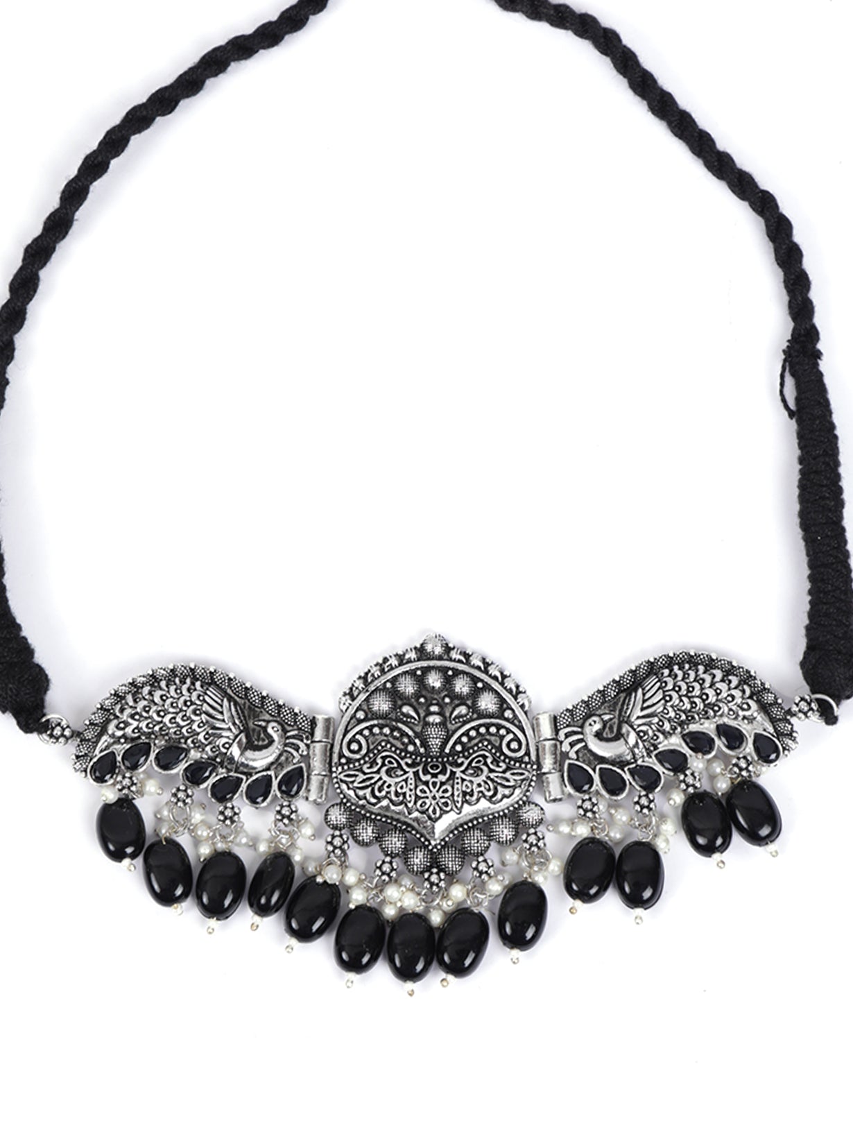 Princess Crown Choker Necklace Set with Stones and Statement Earrings