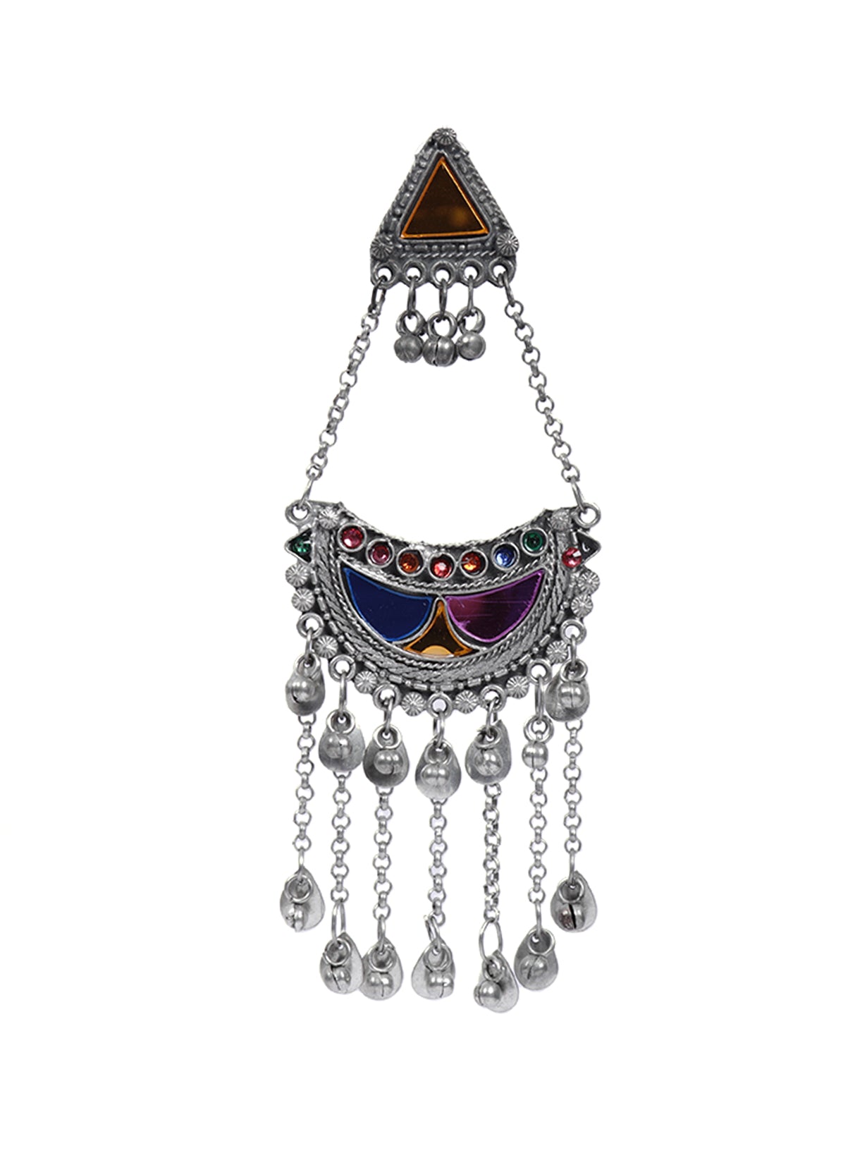 Long Half Moon Metal Strings Afghani Earrings