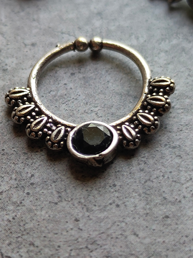 Three Oxidised Silver Tribal Septum Nosepins