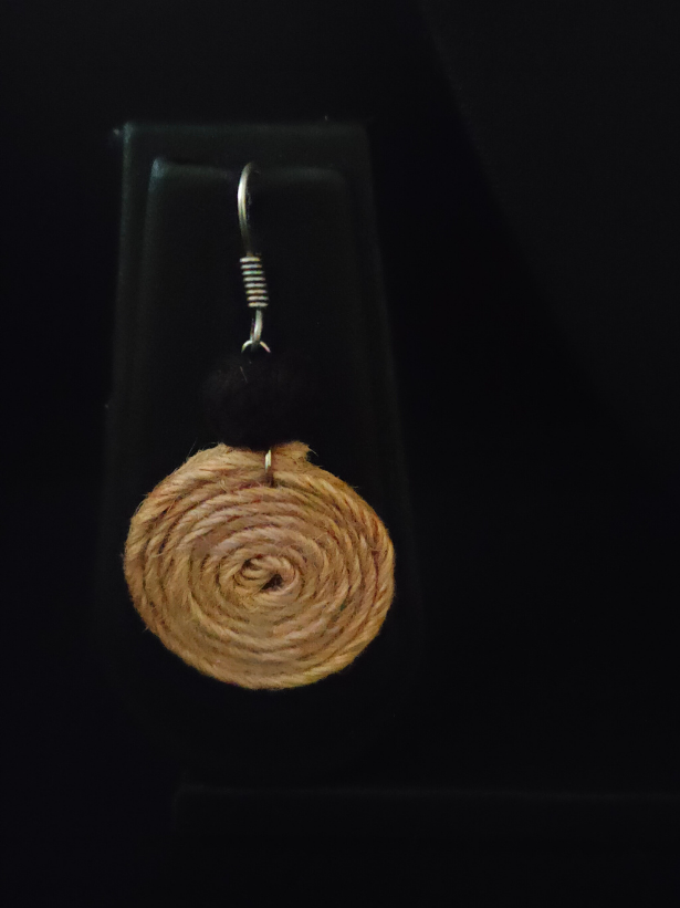 Village Scene Printed Necklace Set with Jute