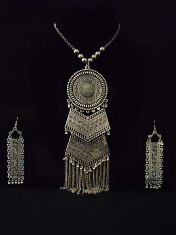Statement Long Chain Tribal Necklace Set