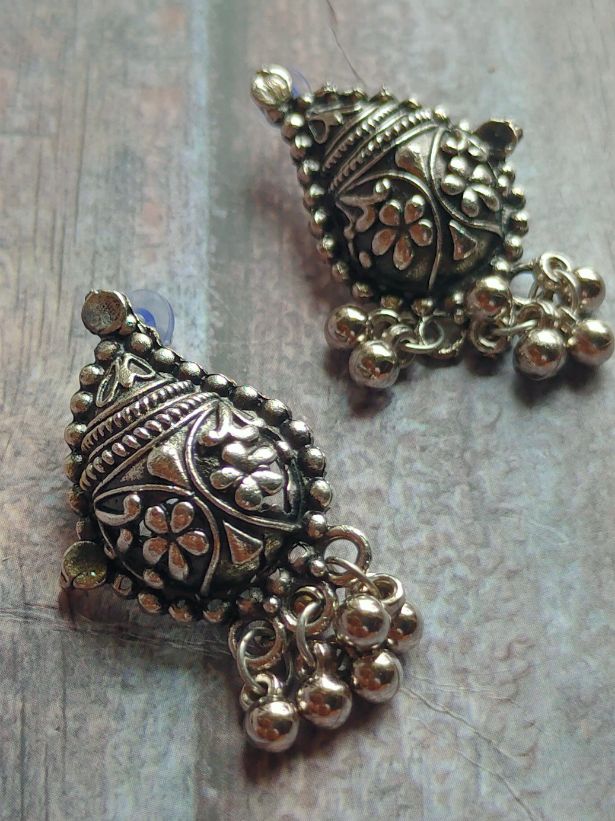 Oxidised Silver Metal Choker Necklace Set