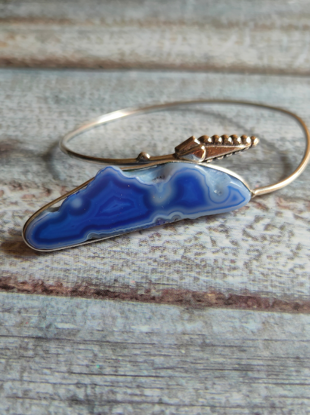 Blue Natural Stone Silver Adjustable Bracelet