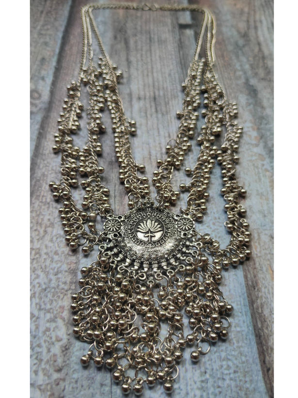 3 Layer Necklace with Metal Beads Chain Strings