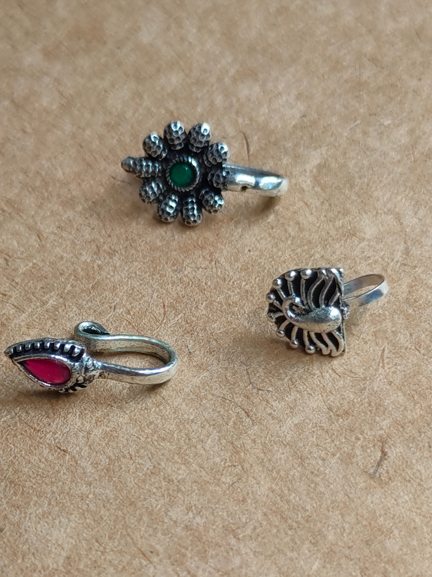 Set of Three German Silver Nosepins