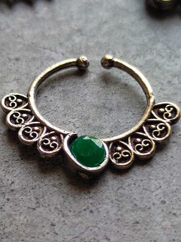 Three Oxidised Silver Tribal Septum Nosepins