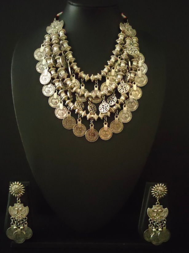 3 Layer Metal and Stamped Coins Necklace Set