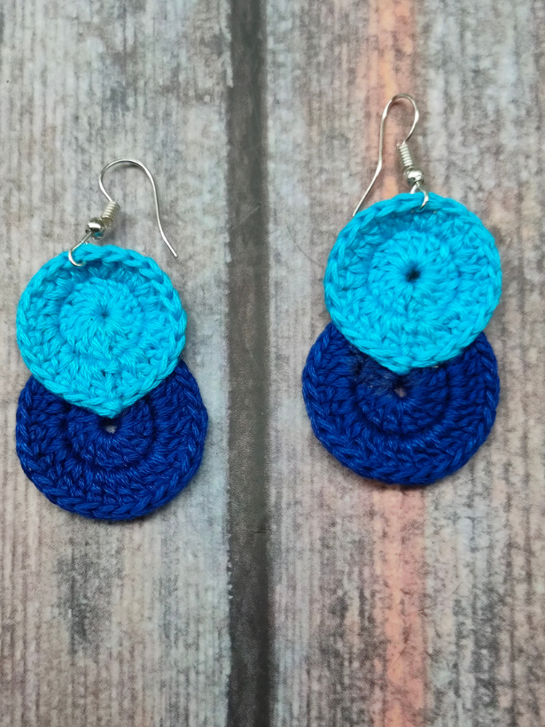 Shades of Blue Hand Knitted Crochet Earrings