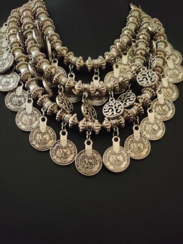 3 Layer Metal and Stamped Coins Necklace Set