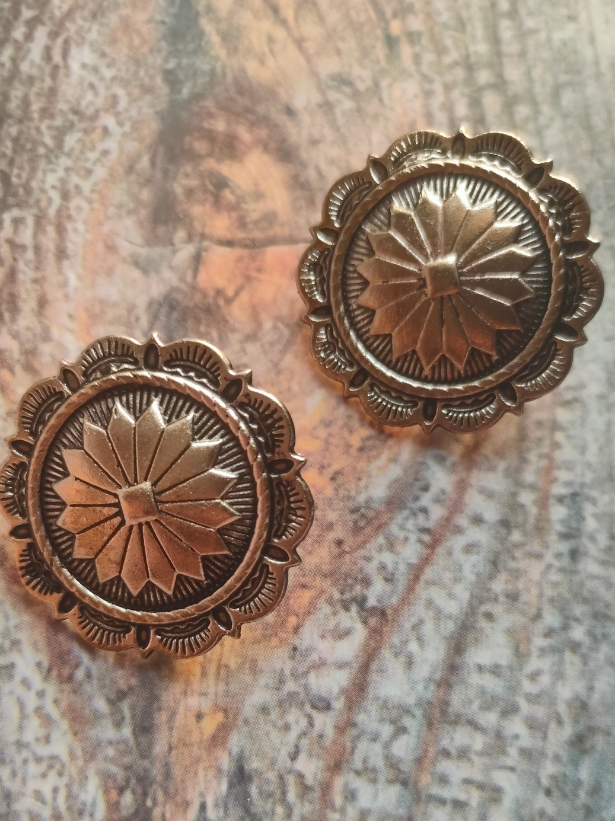 Oxidised Silver Flower Metal Stud Earrings
