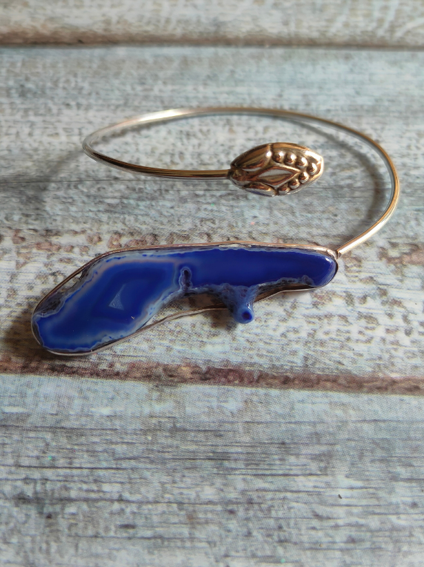 Violet Natural Stone Silver Adjustable Bracelet