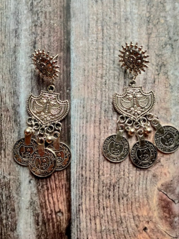 3 Layer Metal and Stamped Coins Necklace Set