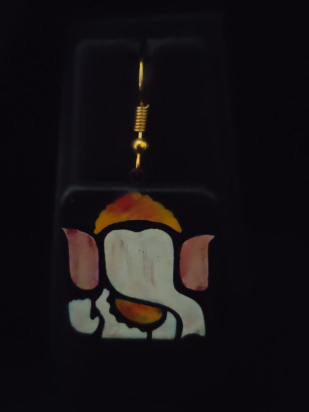 Hand Painted Ganesha Clay Necklace Set with Multi-Color Thread Closure