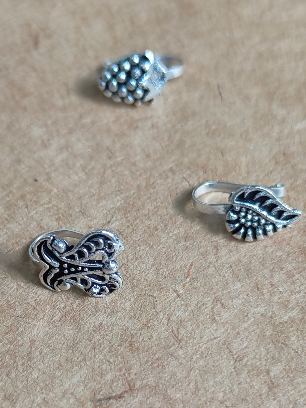 Set of Three German Silver Nosepins