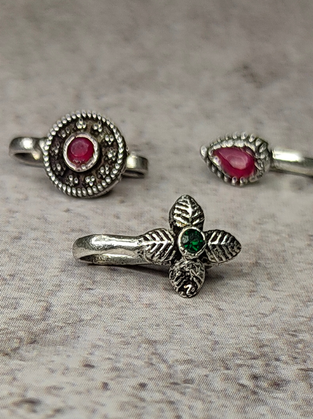 Three Oxidized Silver-Plated Tribal Clip On Nosepin