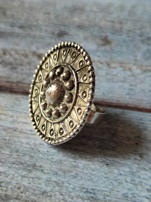 Statement Warrior Oxidised Silver Ring (Adjustable)