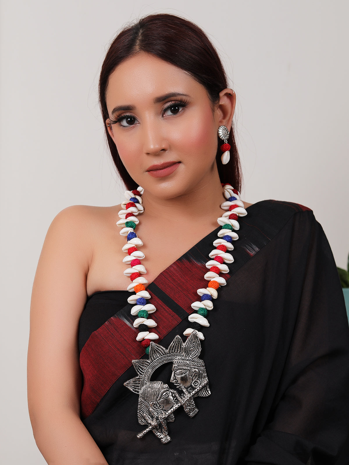 Sri Krishna Multicoloured Necklace & Earrings Set