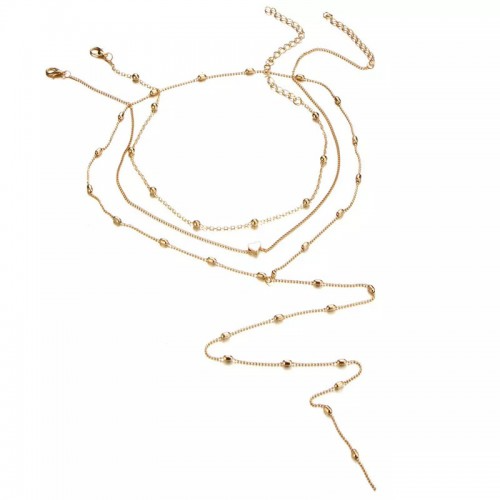 Heart Design Multi Layered Gold Plated Chain Necklace