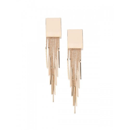 Gold Plated Shiny Metal Strings Tassel Earrings
