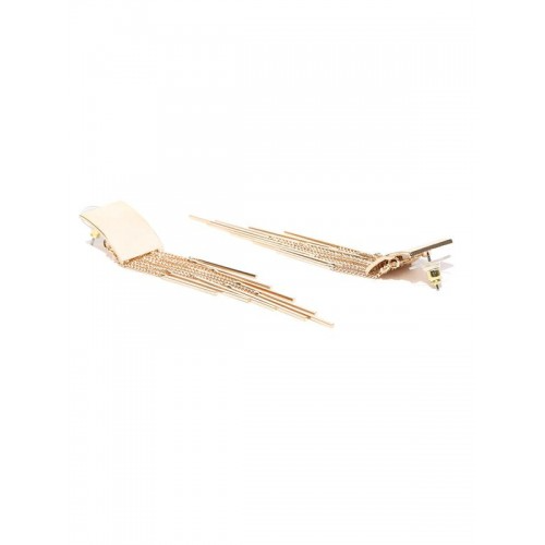 Gold Plated Shiny Metal Strings Tassel Earrings