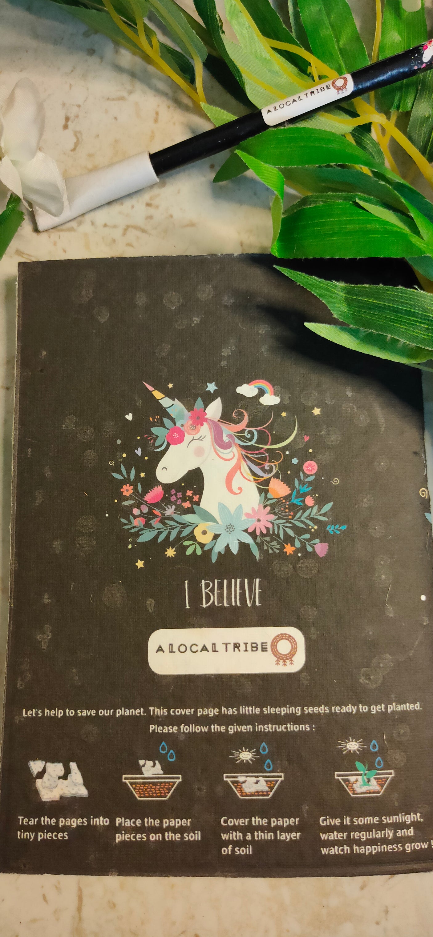 Eco-Friendly Plantable Seeds Notebook, Pen and Pencil Gift Set/Stationery Set - Black