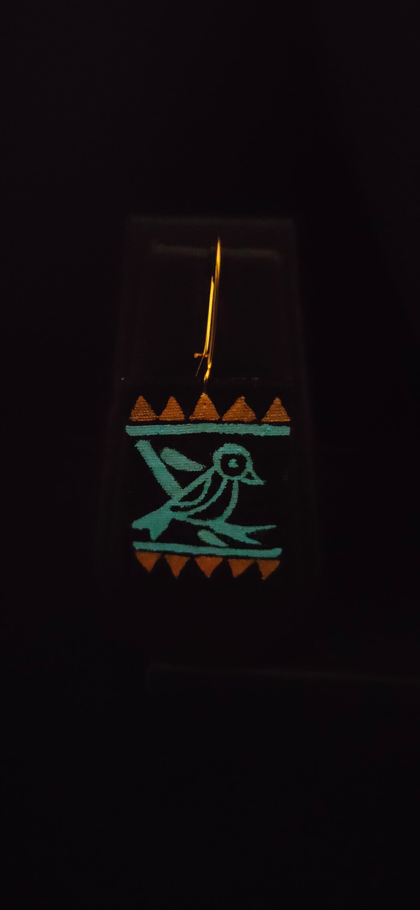 Wooden Beads Fabric Necklace Set with Handpainted Nature Motifs (Black)