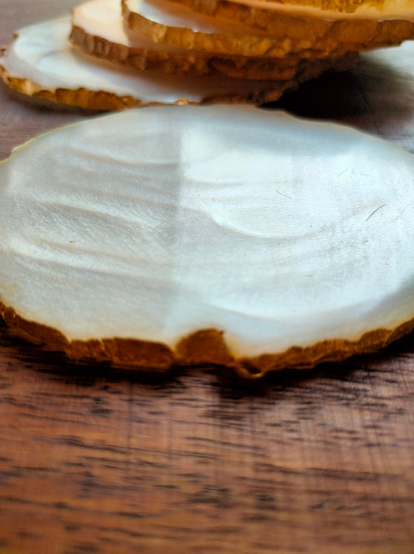 Ivory Coasters with Gold Detailing (Set of 6)