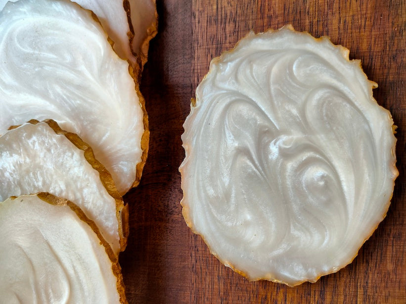 Ivory Coasters with Gold Detailing (Set of 6)