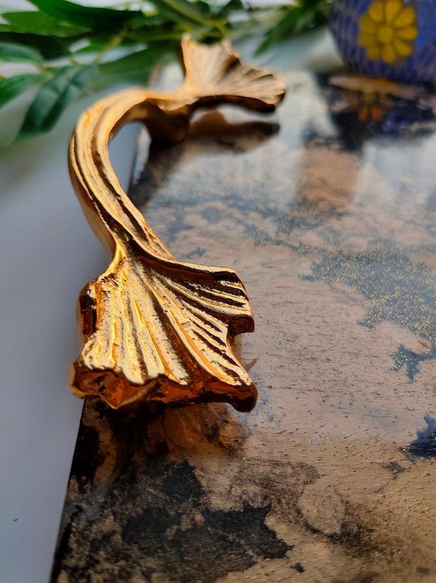 Premium Wood Serving Tray with a Splash of Colors and Gold Painted Handles