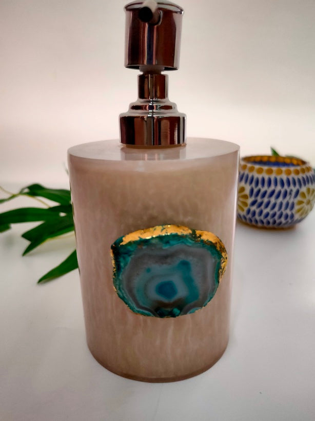 Set of 4 Premium Resin Bath Accessories - Soap Dispenser, Soap Tray, Brush Holder and Tray