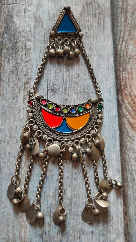 Long Half Moon Metal Strings Afghani Earrings