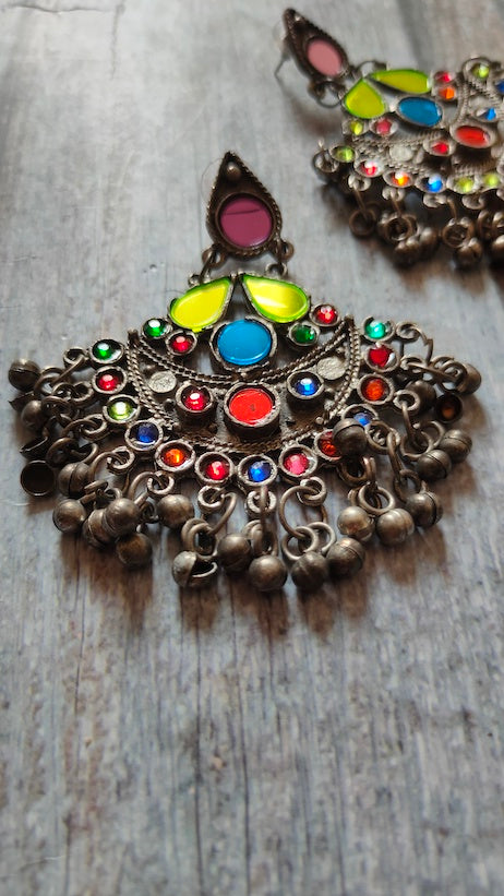 Multi-Color Afghani Chandbali Earrings