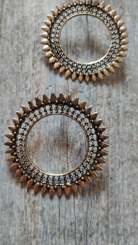 Circular Sun Shaped Statement Metal Earrings
