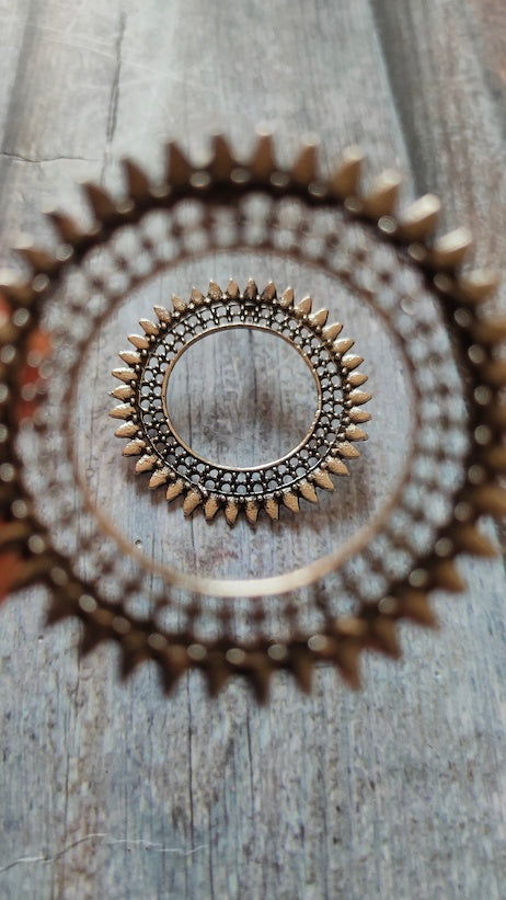 Circular Sun Shaped Statement Metal Earrings