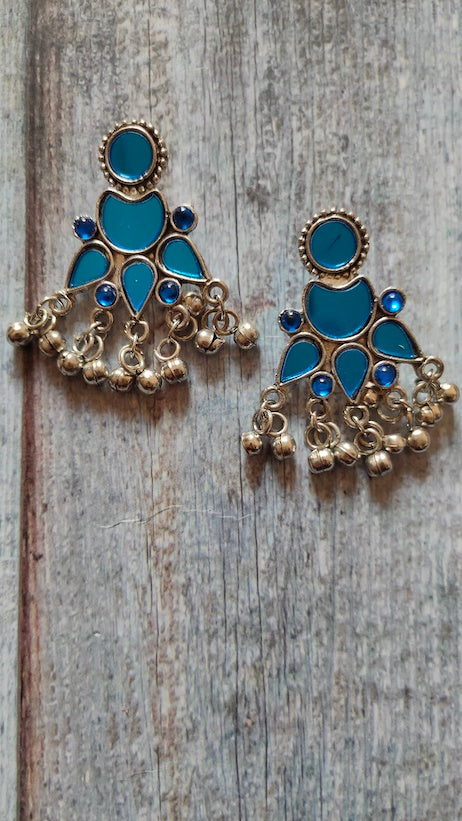 Blue Stones Embedded Afghani Earrings